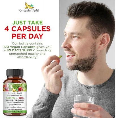 Cápsulas Orgánicas 8 En 1 Con 30 Superalimentos Energía Y Bienestar