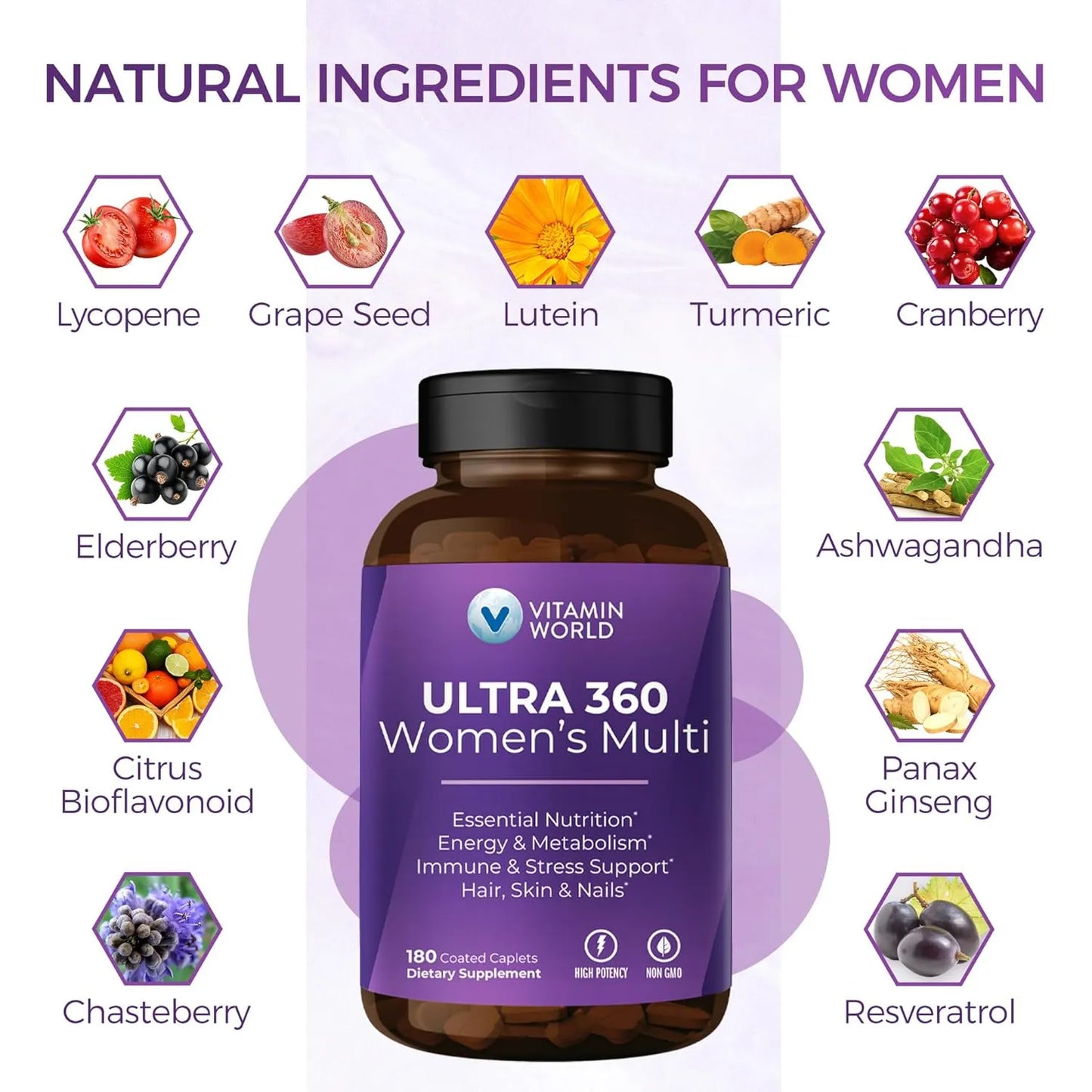 Multivitaminico Ultra 360 Mujeres Colageno Hierbas Vitamin World Energia Piel Cabello
