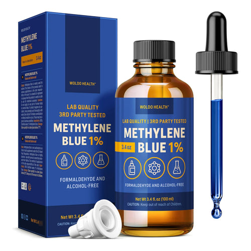 Tinta Azul Metileno Grado Farmacéutico 100 Ml Botella Vidrio Ambar Cuentagotas