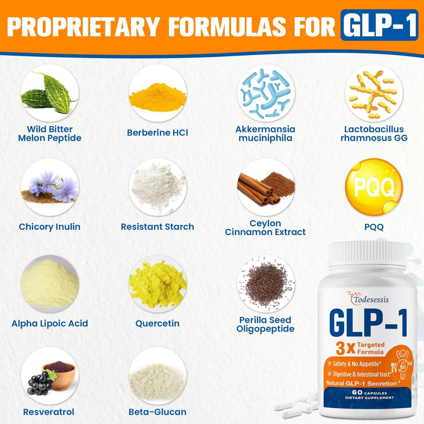 Suplemento GLP 1 Natural Con Probióticos Akkermansia Y Berberina Para Digestión Y Metabolismo