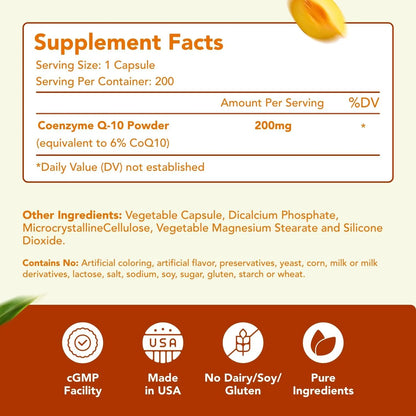 Coenzima Q10 200 Mg Capsulas Energia Y Salud Cardiovascular Suplemento Antioxidante