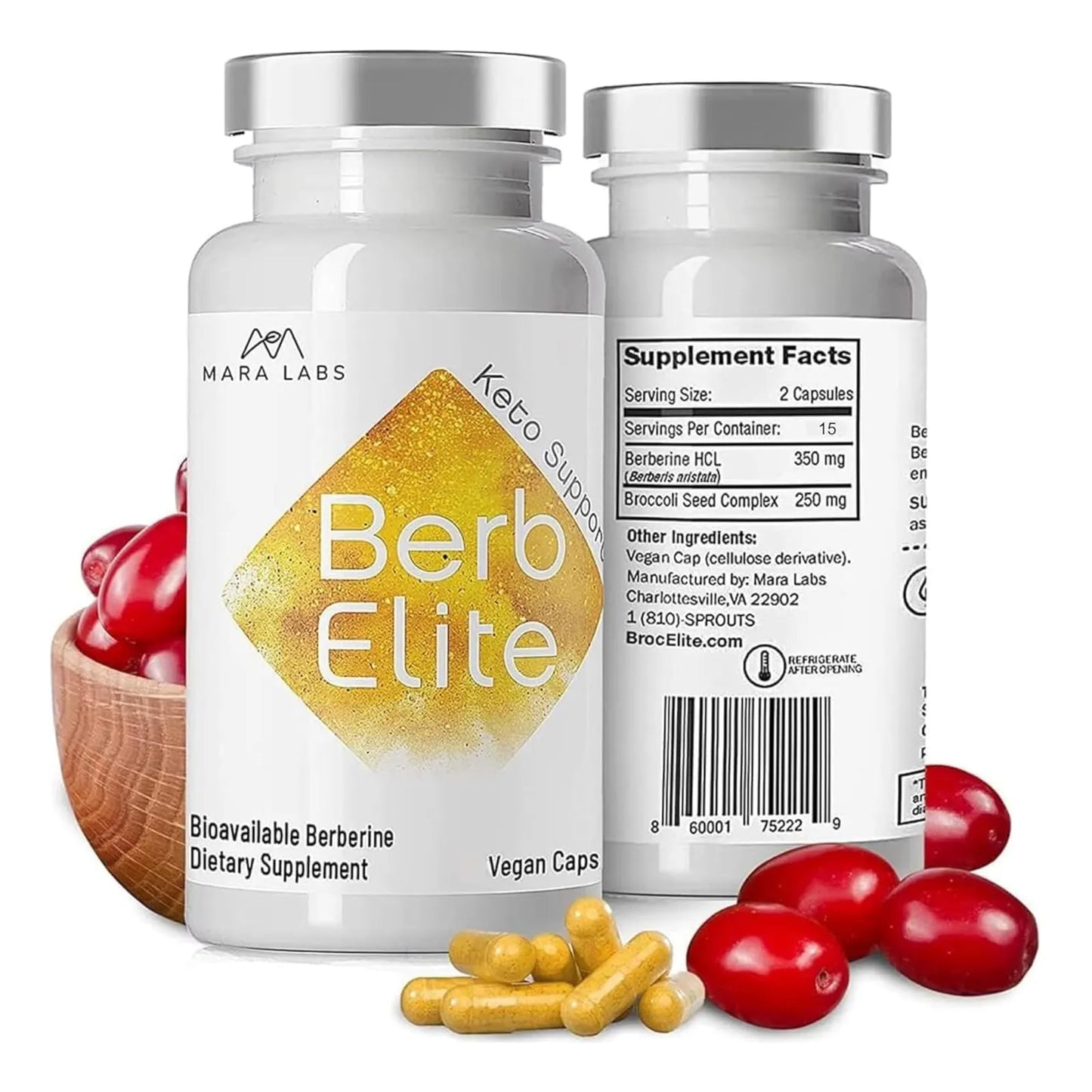 Complejo De Semillas De Brócoli Y Berberina HCL 350 Mg BerbElite 30 Cápsulas Veganas