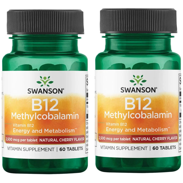 Vitamina B12 Metilcobalamina Sabor Cereza Negra 2500 Mcg 60 Tabletas Swanson