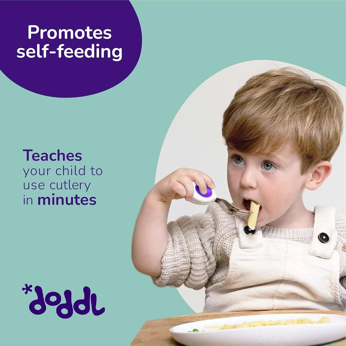 Set Cubiertos Niños 12 Meses Doddl Cuchara Tenedor Ergonómico Alimentación Autónoma