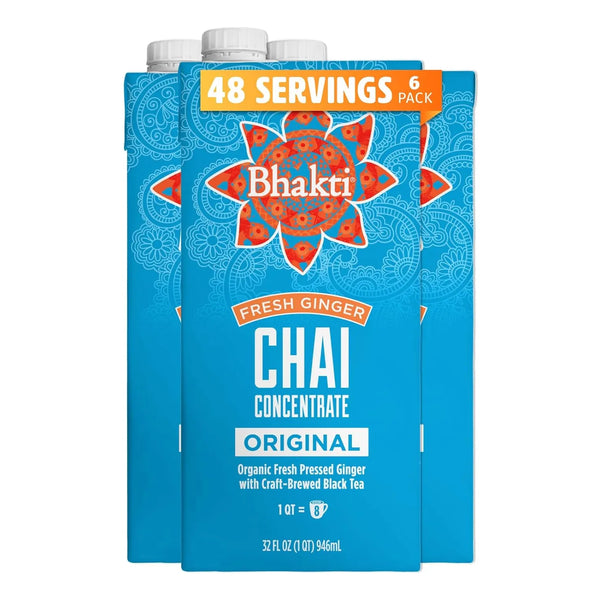 Chai Concentrado Orgánico De Jengibre Y Té Negro 946 Ml Bhakti Original