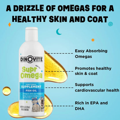 SuprOmega Aceite De Pescado Omega 3 Con Vitamina E Para Perros Y Gatos 8 Onzas