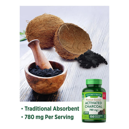 Cápsulas De Carbón Activado 780 Mg 150 Unidades Tamaño Económico Nature's Truth