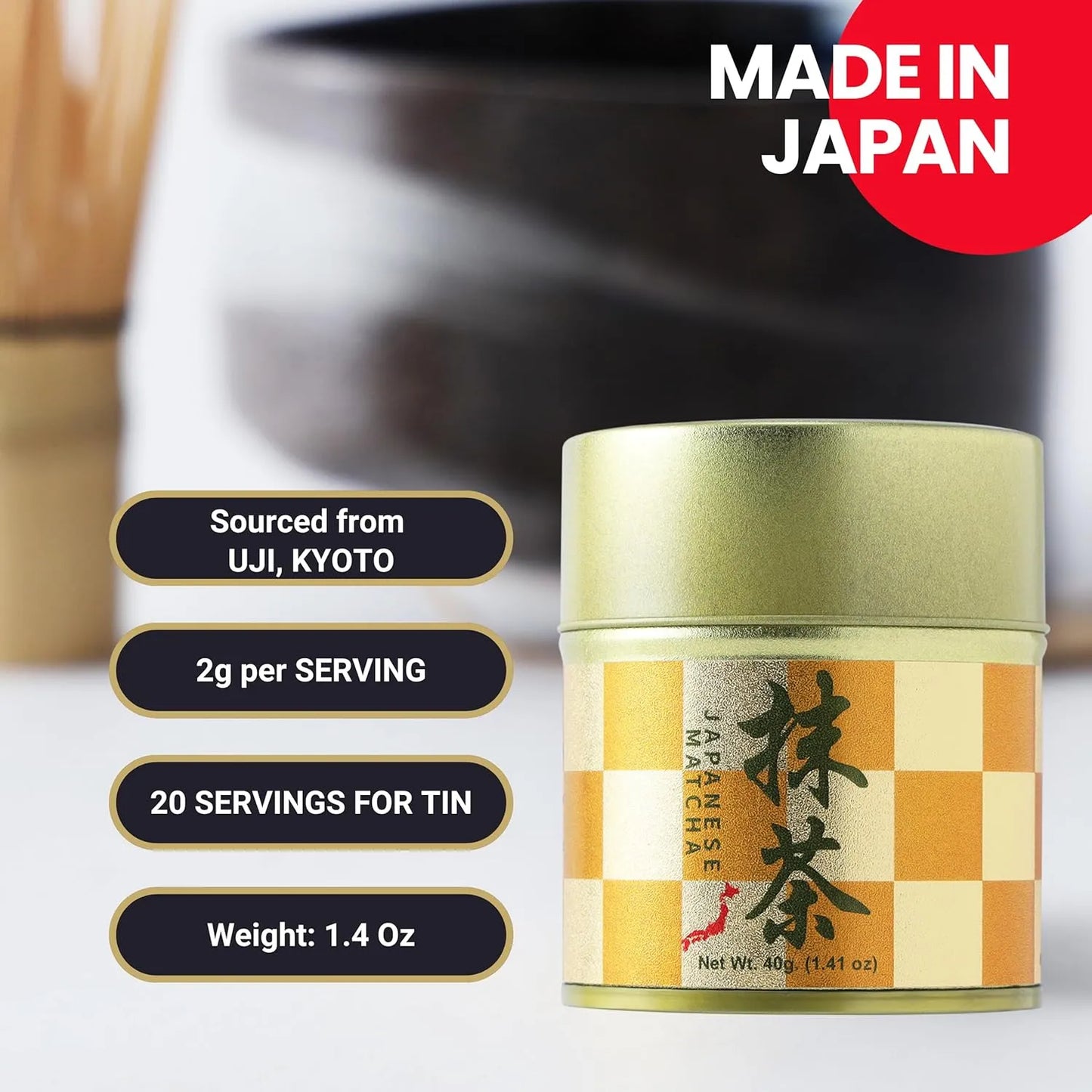 Té Verde Matcha Kyoto Uji Polvo Ceremonial 40g Grado Premium Japonés Energía Natural