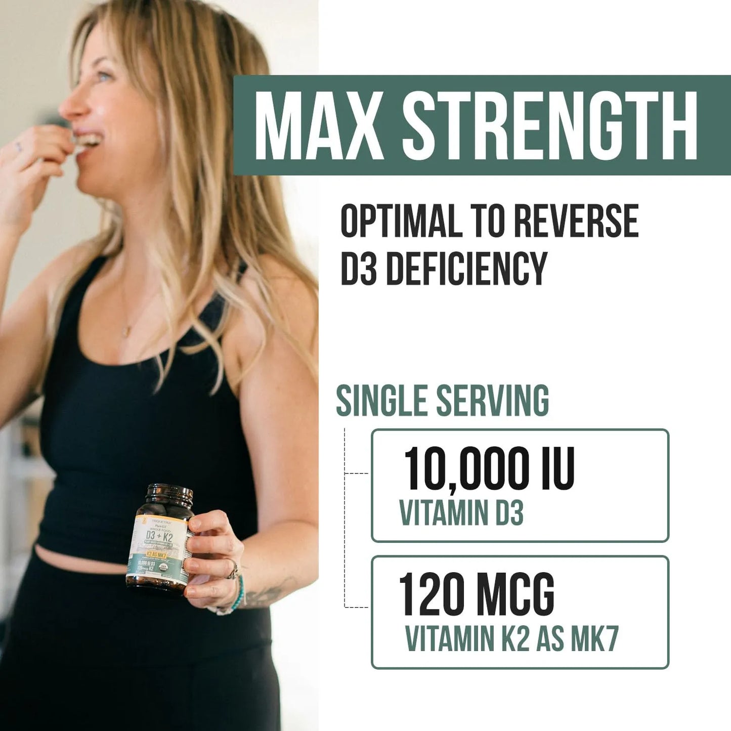 Vitamina D3 K2 All Trans MK7 10000 Ui 120 Mcg Vegano Sublingual