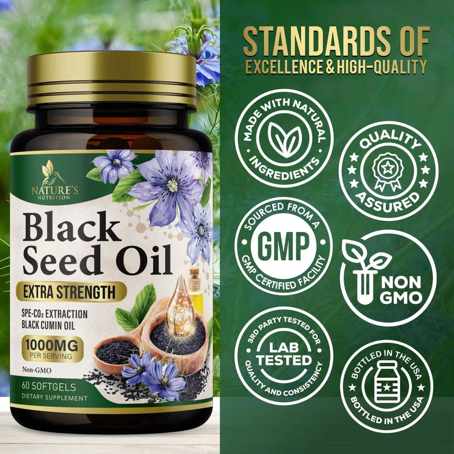 Capsulas De Aceite De Semilla Negra 1000 Mg Antioxidante Prensado En Frio Vegano