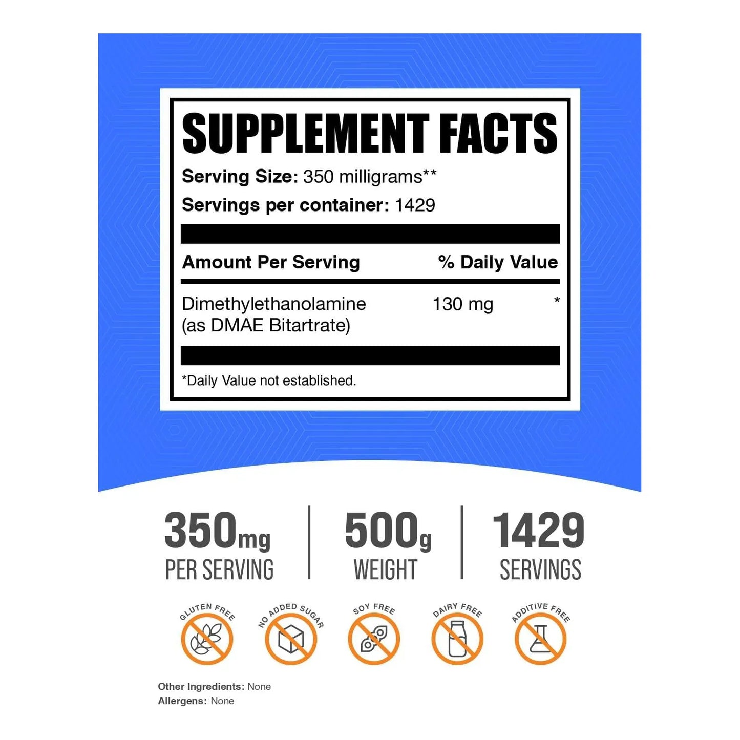 Bitartrato Puro En Polvo 100 Gramos Con DMAE Para Energía Y Rendimiento BulkSupplements