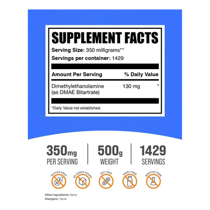 Bitartrato Puro En Polvo 100 Gramos Con DMAE Para Energía Y Rendimiento BulkSupplements