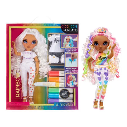 Rainbow High Color Create Ojos Morados Muñeca Articulada Con Accesorios Para Personalizar