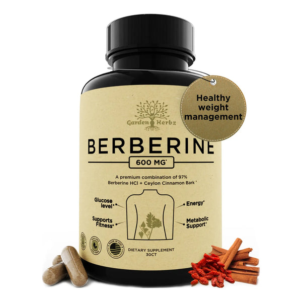 Berberina 600 Mg Con Canela De Ceilán Suplemento Para Control De Peso Y Digestión