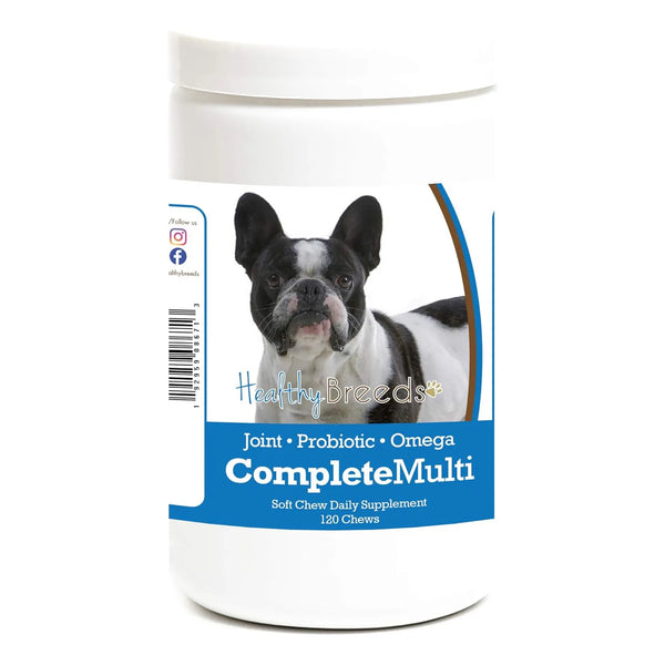 Multivitaminico Suave Para Bulldog Frances 120 Masticables Sabor Pollo Healthy Breeds