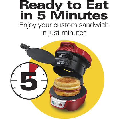 Sandwichera Desayuno Hamilton Beach Rojo Prepara Sándwiches En 5 Minutos
