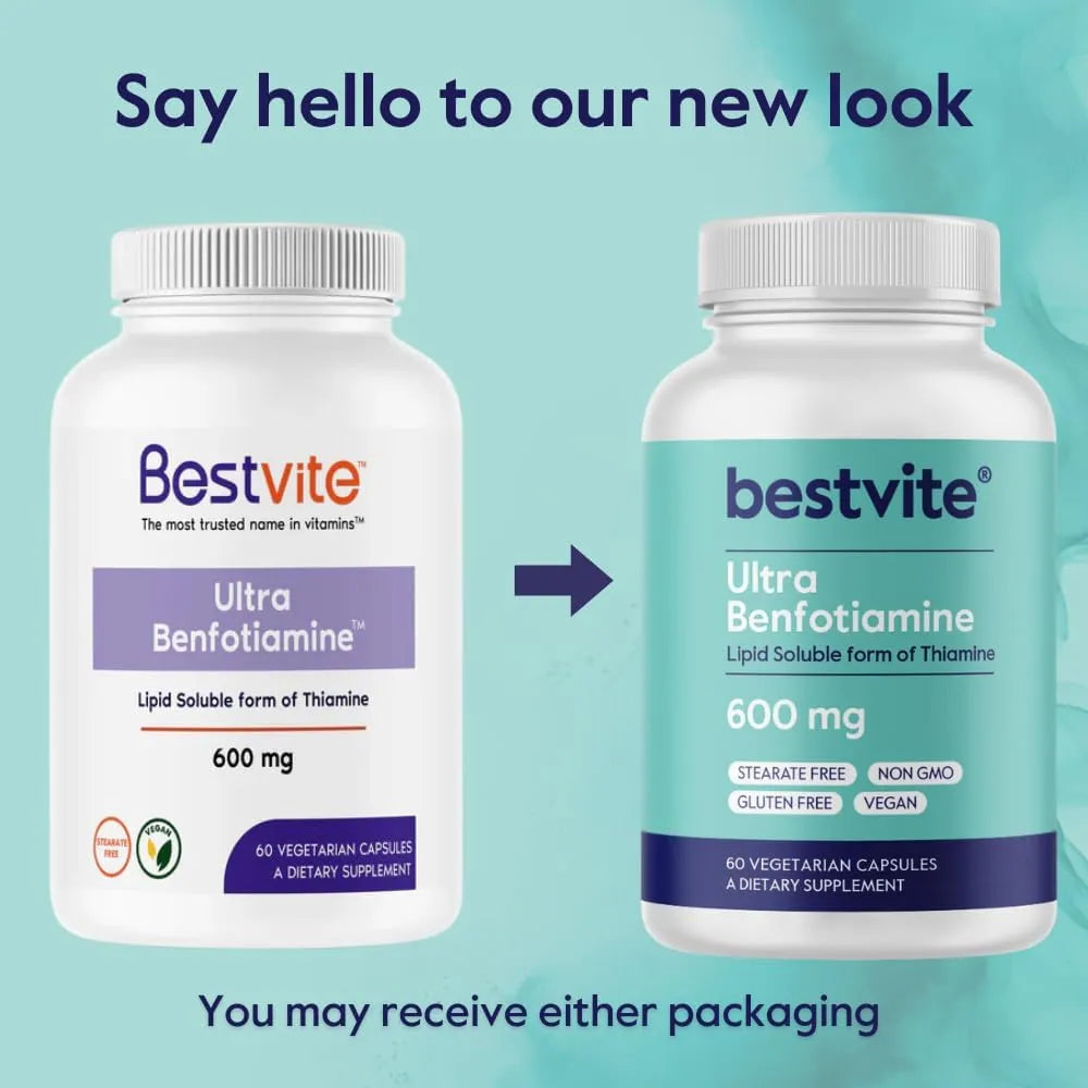 Benfotiamina 600 Mg 120 Cápsulas Veganas Sin Aditivos Máxima Absorción