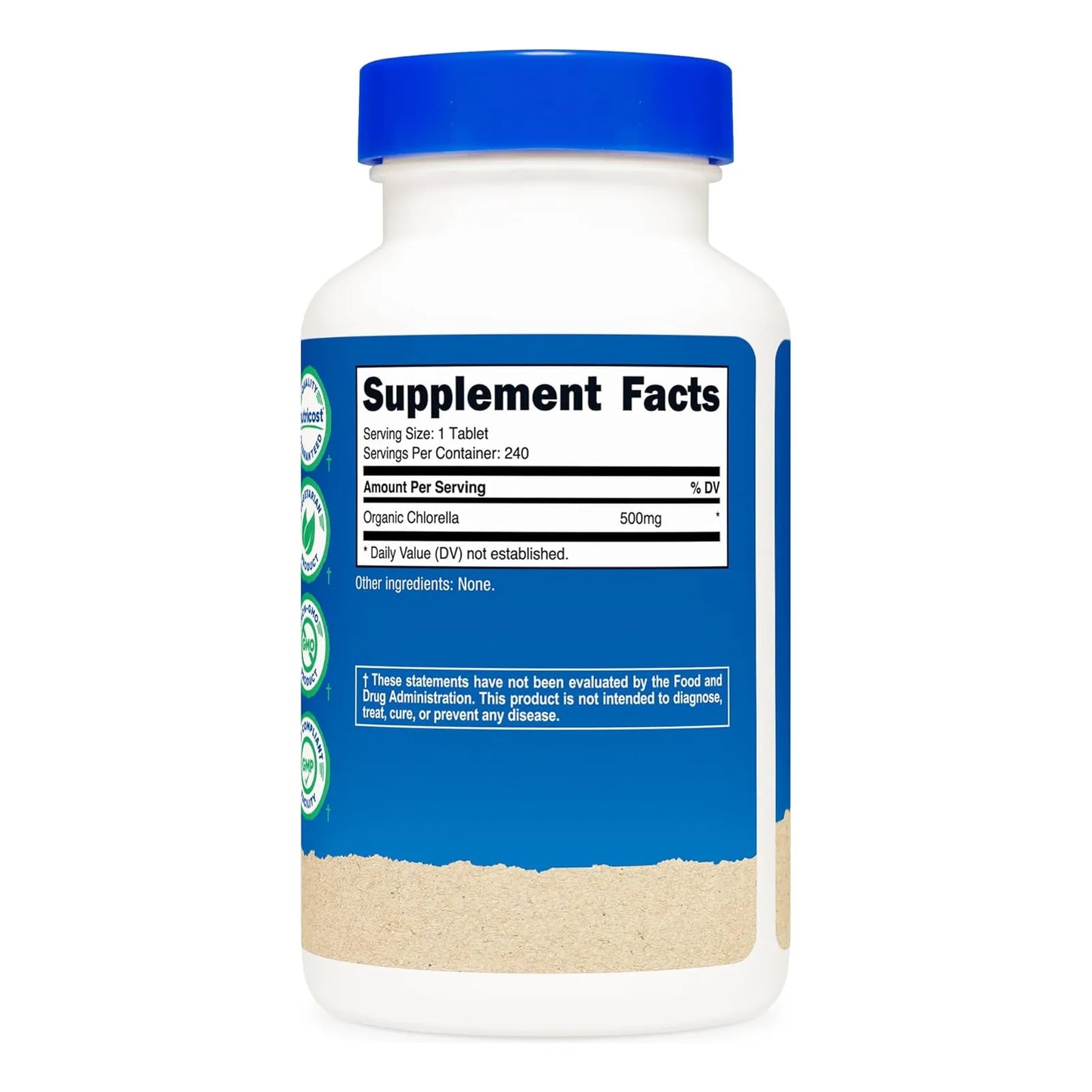 Clorella Organica 500 Mg 240 Tabletas Nutricost Sin Gluten Sin Omg