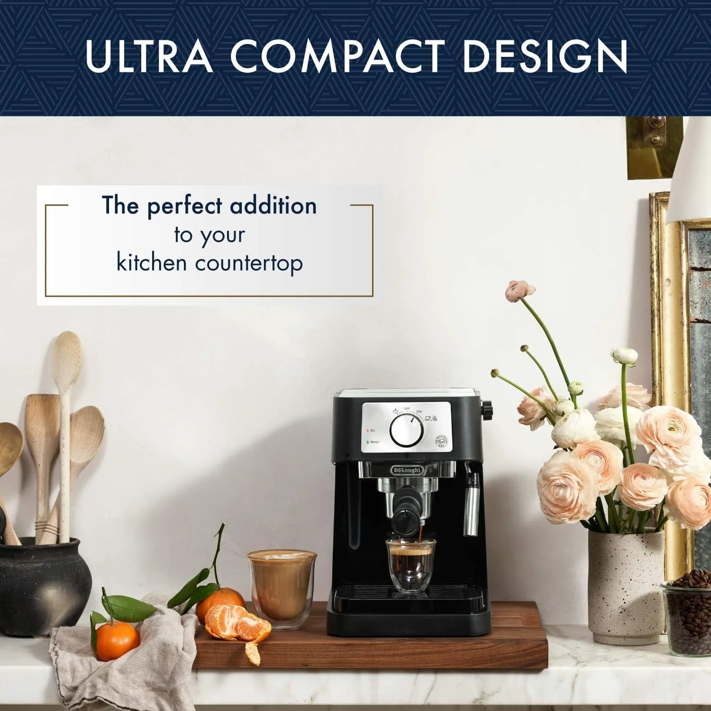 Máquina De Café Expreso Manual De'Longhi Stilosa 15 Bar Espumador Leche Negro