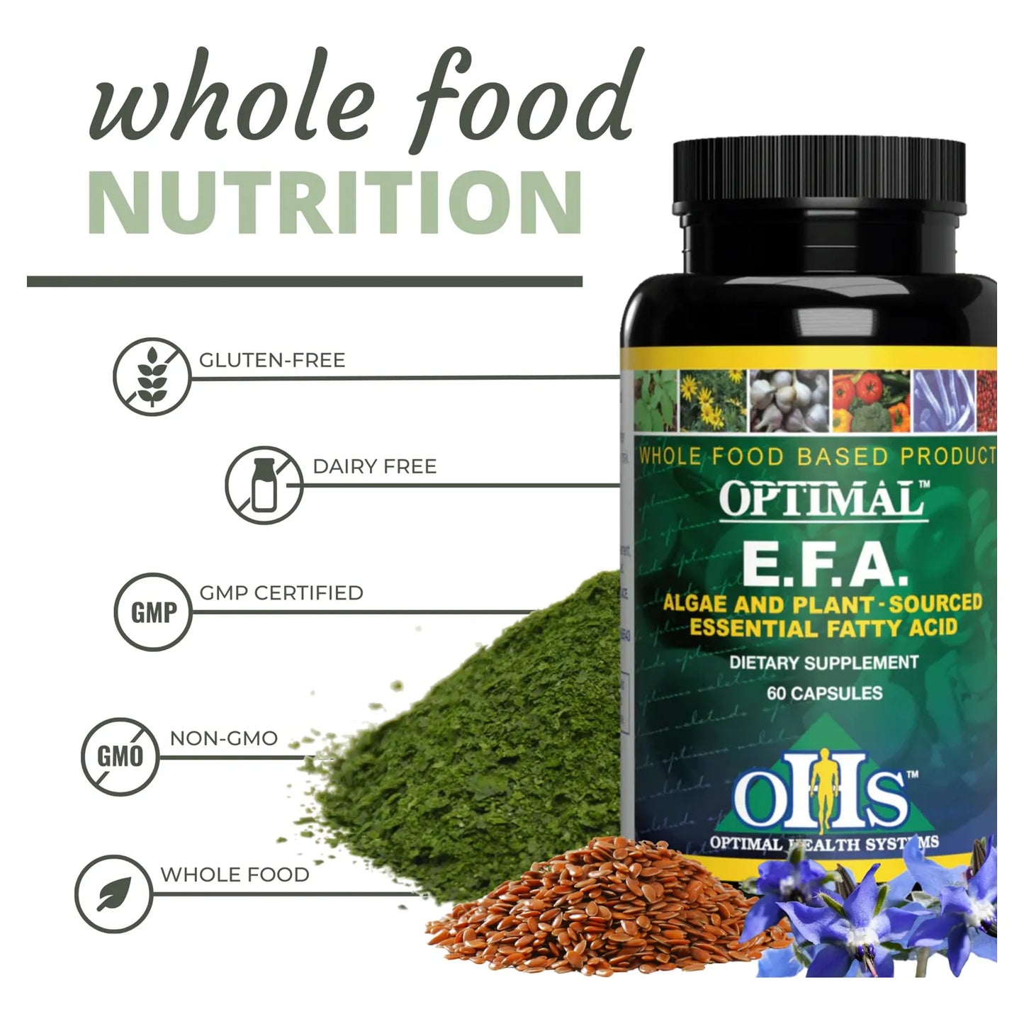Capsulas 1000 Mg Aceite Borraja Linaza Algas Suplemento Acidos Grasos Esenciales 60 Unidades