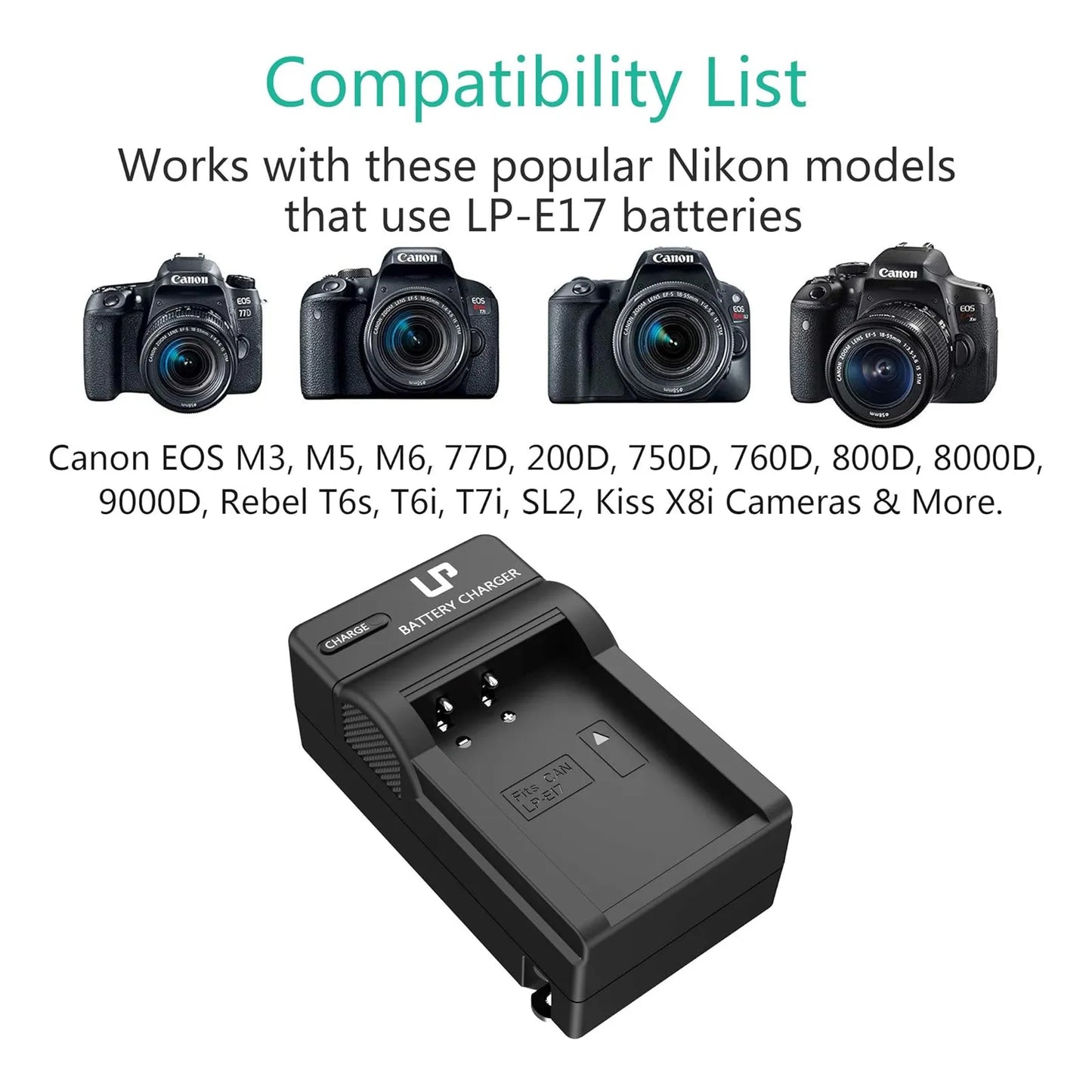Cargador Bateria Lp E17 Compatible Canon Eos Rebel T7i T6i Sl3 Seguro Y Portatil