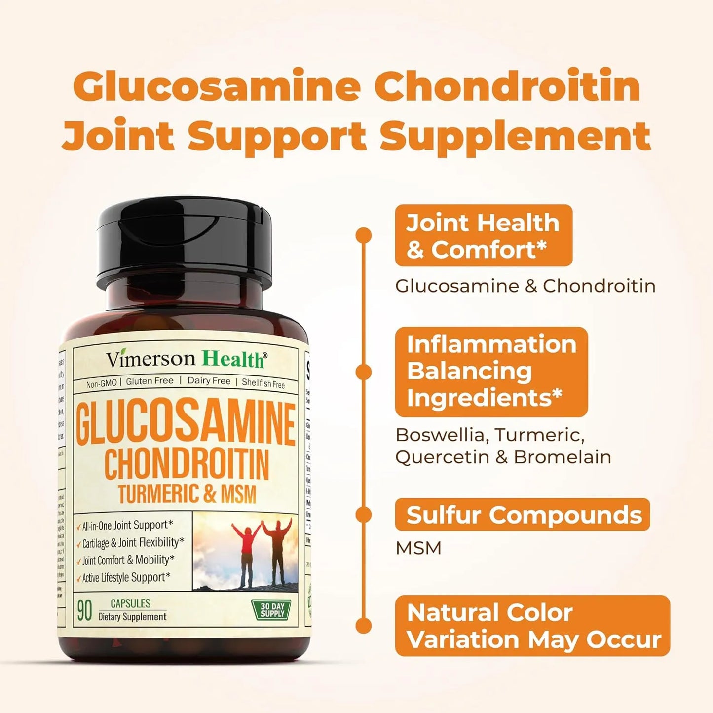 Suplemento Articular Glucosamina 1500 Mg Condroitina Msm Cúrcuma 180 Capsulas
