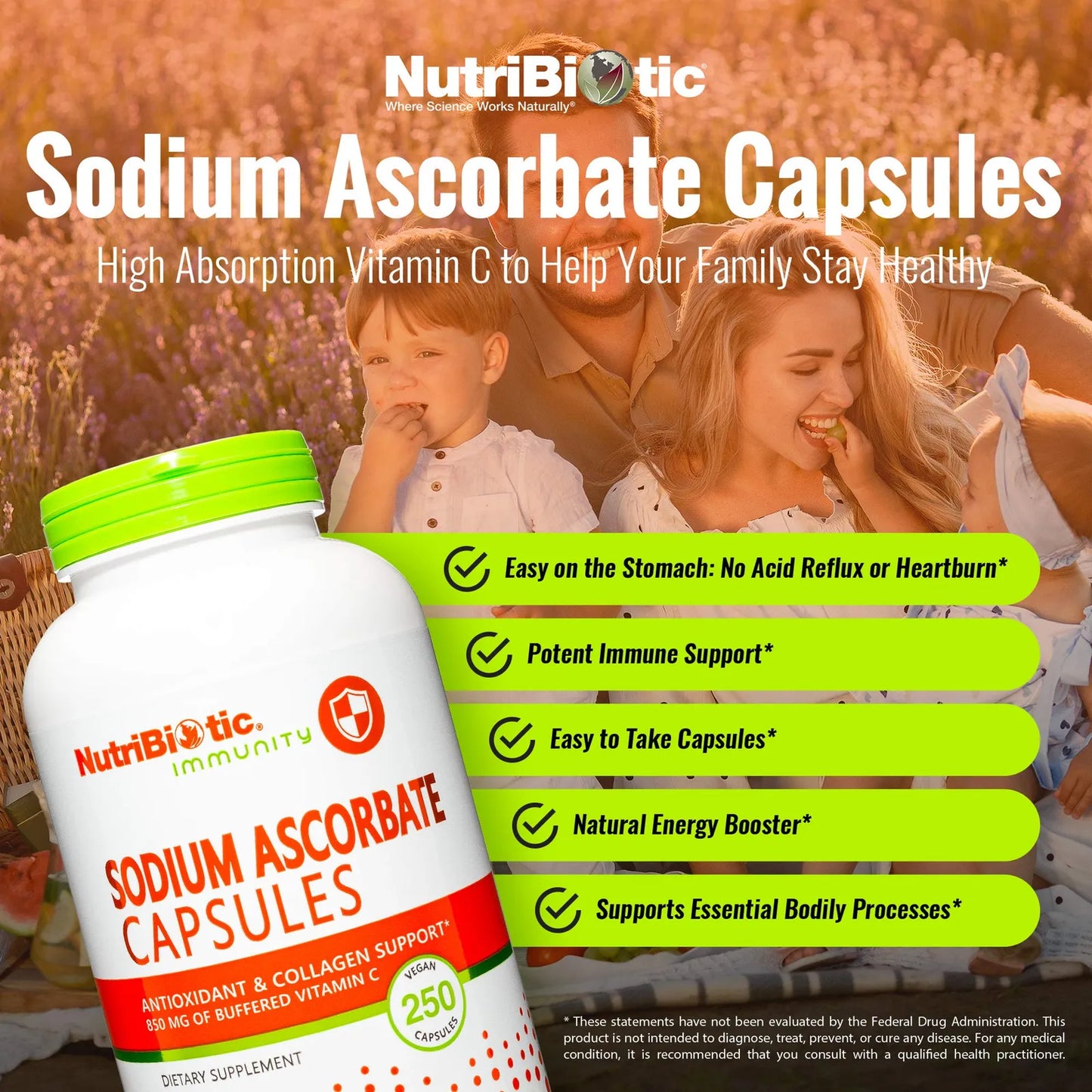 Capsulas Vitamina C Tamponada Ascorbato Sodio 250 Unidades Veganas No Acidas