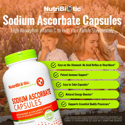 Capsulas Vitamina C Tamponada Ascorbato Sodio 250 Unidades Veganas No Acidas