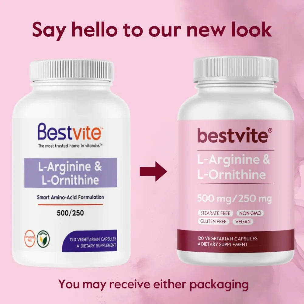 L Arginina L Ornitina 500 250 Mg 120 Capsulas Veganas Sin Aditivos Certificado GMP