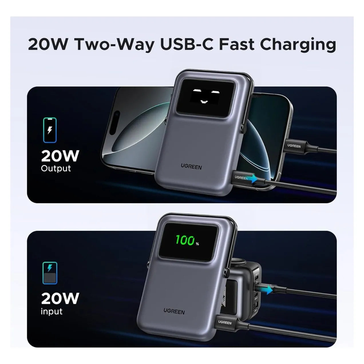 Ugreen Cargador Inalámbrico 5000mah Con Soporte Y Display - Imagen 3