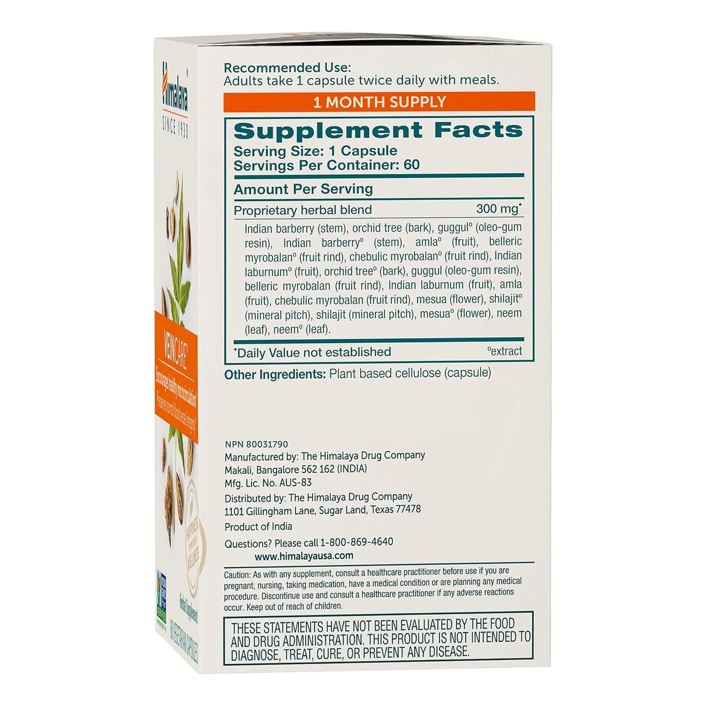 Capsulas Himalaya Veincare 300 Mg Fortalece Venas Salud Bienestar Rectal