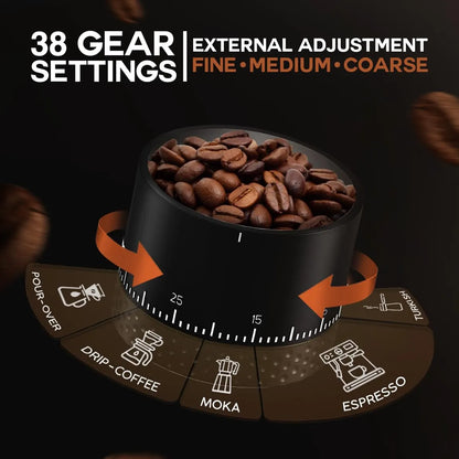 Molinillo De Café Eléctrico Portátil Recargable Inalámbrico Con 38 Ajustes De Molienda
