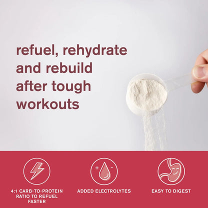 Recovery Sport Drink Mix Proteina Leche Carbohidratos Electrolitos Probióticos Post Entrenamiento Fresas Crema