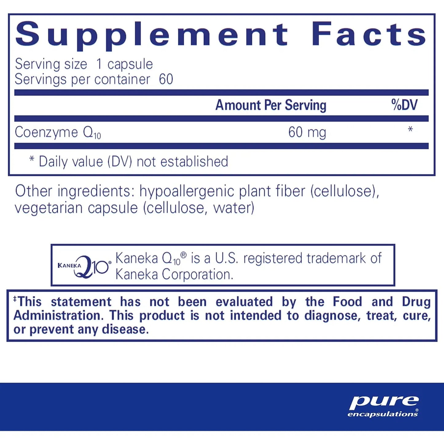 Coenzima Q10 60 Mg Pure Encapsulations Energía Antioxidante Salud Cardiovascular
