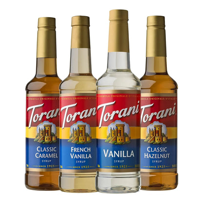 Paquete Variado 4 Sabores Torani Caramelo Vainilla Avellana 720 Ml