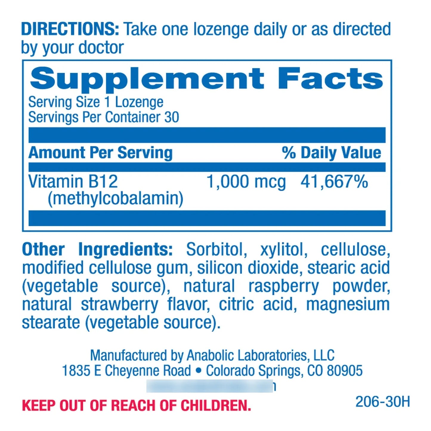 Vitamina B12 Metilcobalamina 1000 Mcg Energía Nervio Ocular Y Cerebral 30 Unidades