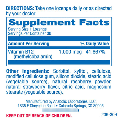 Vitamina B12 Metilcobalamina 1000 Mcg Energía Nervio Ocular Y Cerebral 30 Unidades