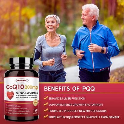 Capsulas Blandas Coenzima Q10 200mg Con PQQ BioPerine Omega3 120 Unidades
