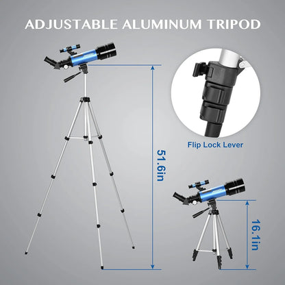 Telescopio Aomekie 70/400 Con Adaptador De Telefono Ideal Para Principiantes Y Niños