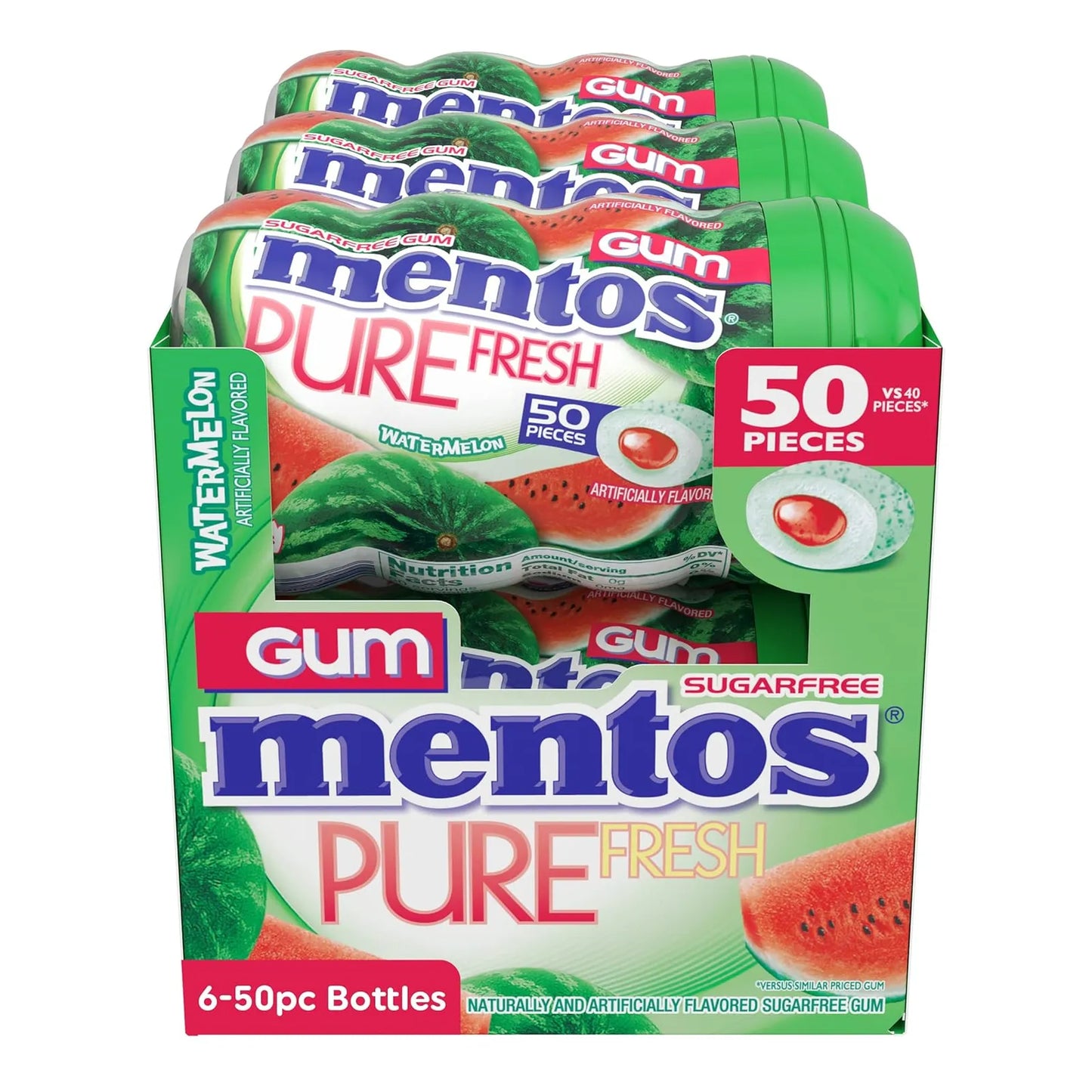 Goma De Mascar Mentos Pure Fresh Xilitol Sabor Sandia 300g 6 Botellas Sin Azucar