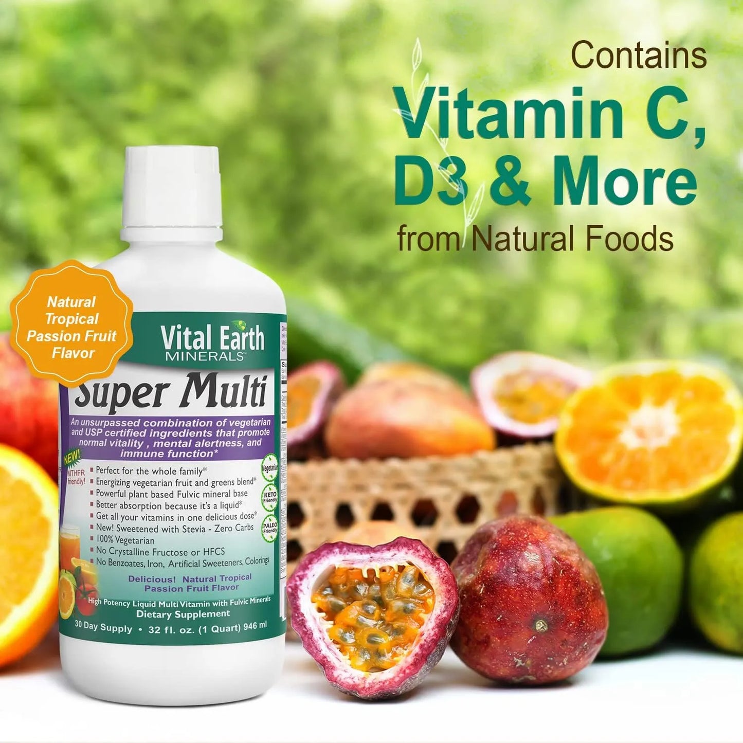 Multivitaminas Líquidas Con Ácido Fúlvico Vital Earth Minerals Super Multi 32 Onzas