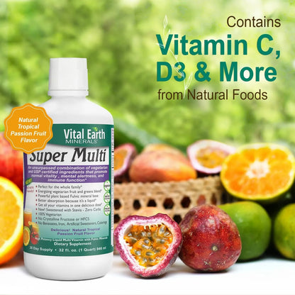 Multivitaminas Líquidas Con Ácido Fúlvico Vital Earth Minerals Super Multi 32 Onzas