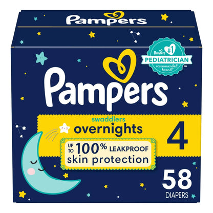 Pañales Pampers Swaddlers Overnights Talla 4 58 Unidades Protección Nocturna Absorbente