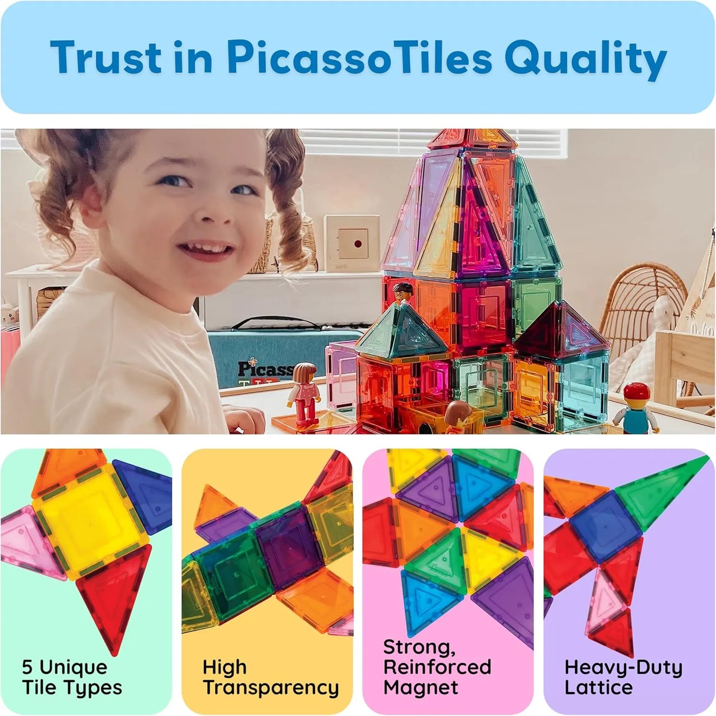 Set De 60 Bloques Magneticos Educativos Para Creatividad Infantil