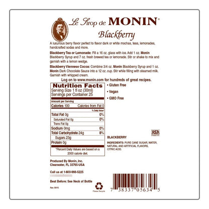Jarabe De Mora Monin 1L Sabor Autentico Sin Gluten Ecofriendly