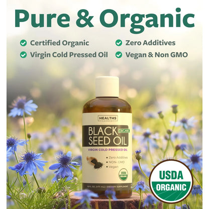 Aceite De Semilla Negra Orgánica Premium 473ml Prensado En Frío USDA Certificado