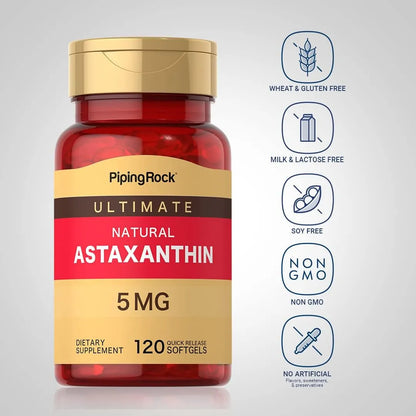 Astaxantina 5 Mg 120 Capsulas Blandas Antioxidante Natural Sin Gluten