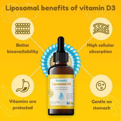 Gotas Liposomales Líquidas D3 Con Vitamina A Y K2 Para Bebés Niños Y Adultos Nuvamin
