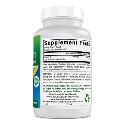 Vitamina B1 Mononitrato De Tiamina 500 Mg 120 Tabletas Energia Y Bienestar