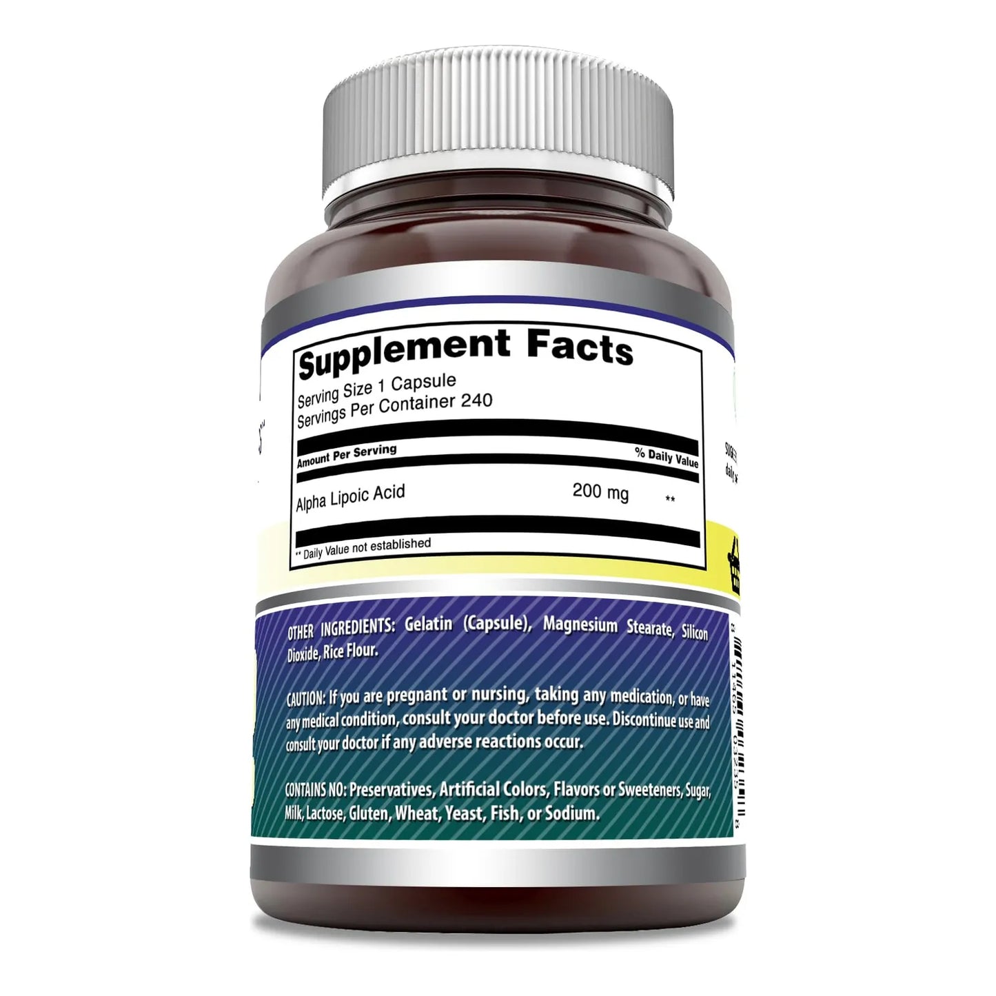 Amazing Formulas Ácido Alfa Lipoico 200 Mg 240 Cápsulas Antioxidante Sin Gluten